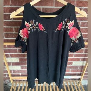 AE Soft and Sexy embroidered cold shoulder tee